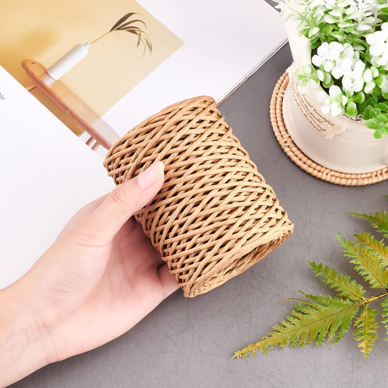 CHGCRAFT 2mm 164ft(50m) Floral Iron Bind Stem Wire Paper Wrapped Rattan Rope Rustic Paper Twine for Flower Bouquets Wedding Gift Wrap Weaving Basket Vase Christmas Decoration, Light Brown - Image 4